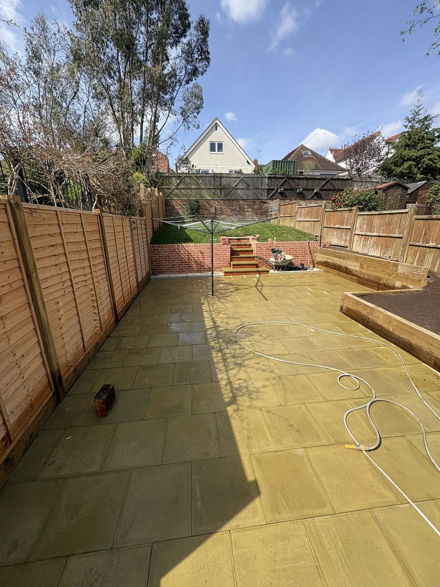 Full patio chemical wash and fresh repointing